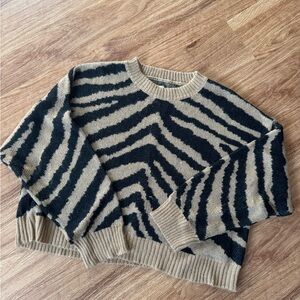 American Eagle Outfitters Zebra Stripe Sweater - Black and Tan